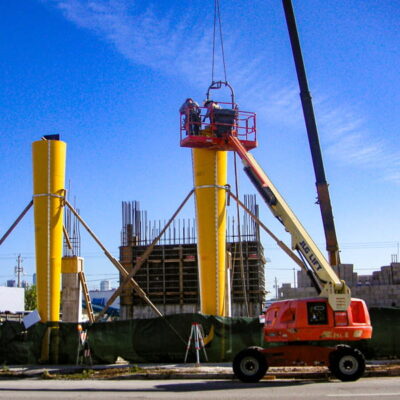 Large SlikForms braced for concrete pour.